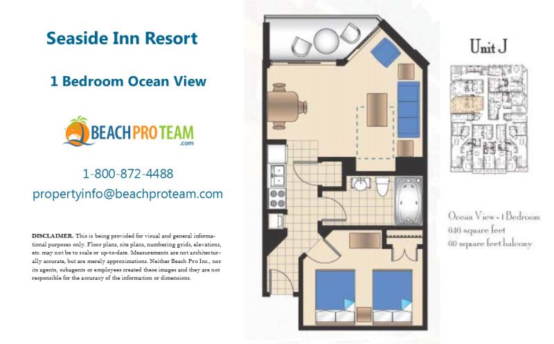 Seaside Inn Floor Plan J - 1 Bedroom Ocean View